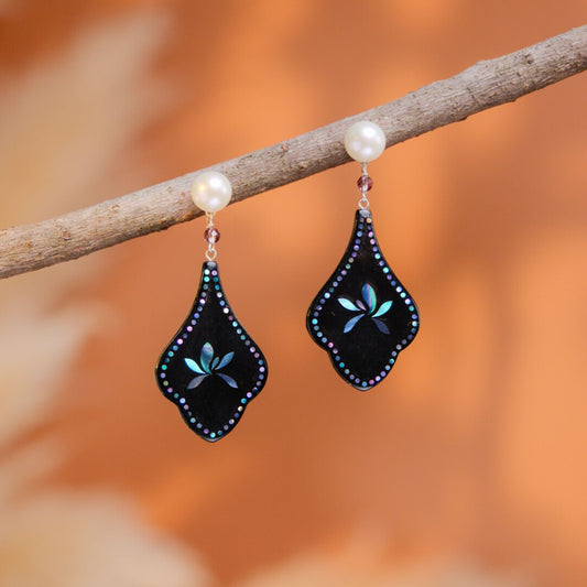 Diamond-Shaped Lacquer Earrings