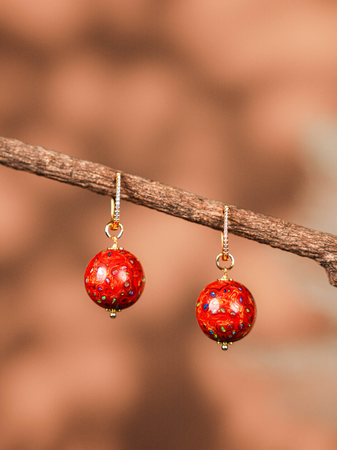 Lacquer Bead Drop Earrings
