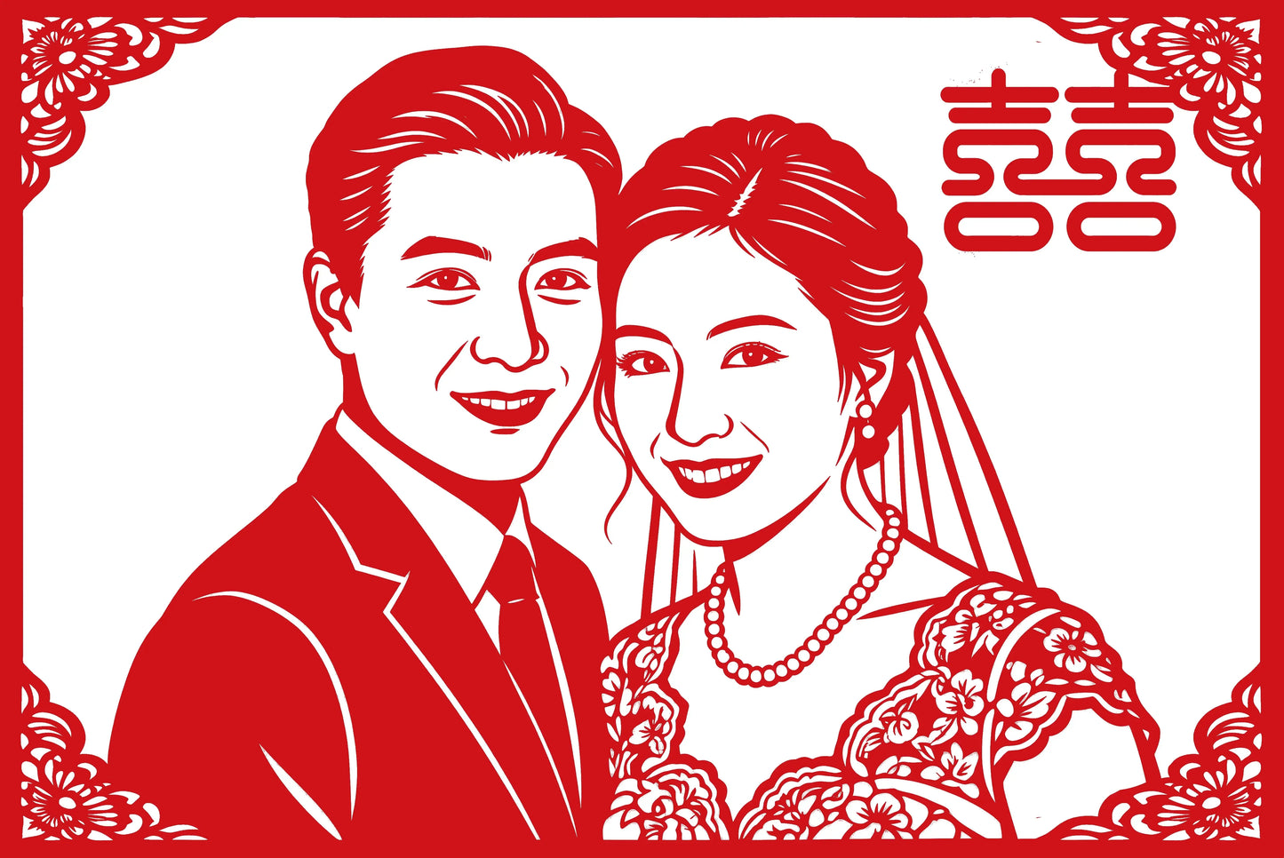 Custom Wedding Paper Cutting Portrait