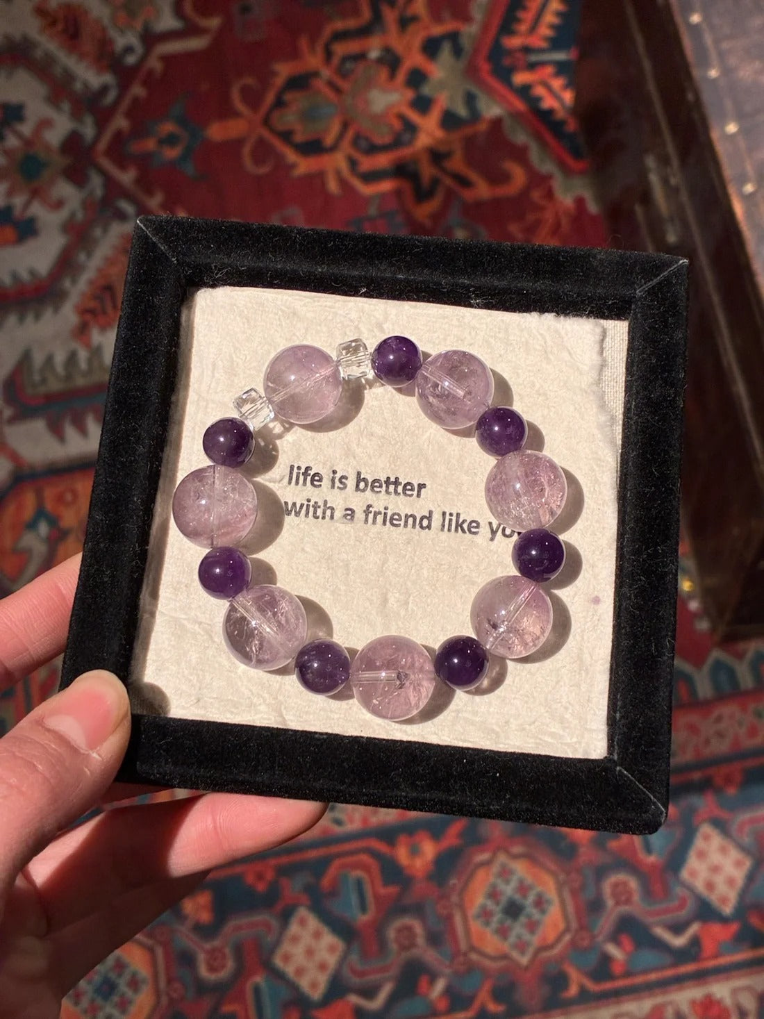 Amethyst Crystal Bracelet for Women, Calm Energy & Focus - Violet Cloud